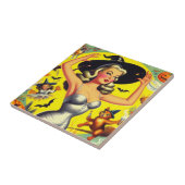 Retro Halloween Heks Pin-up Tegeltje (Zijkant)