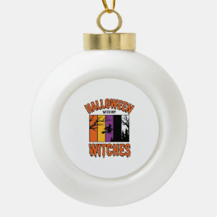 Retro Halloween Heksen Heks Bezems T-Shirt Desi Keramische Bal Ornament