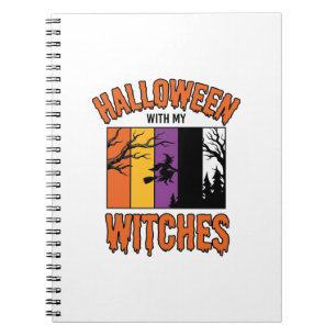 Retro Halloween Heksen Heks Bezems T-Shirt Desi Notitieboek