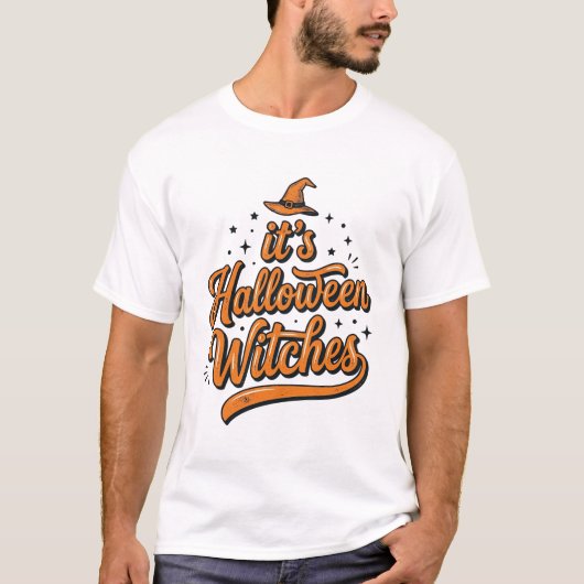 Retro Halloween Heksen Typography T-shirt Ontwerp_ (Voorkant)