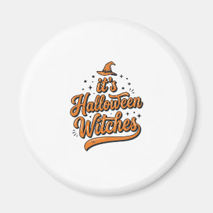 Retro Halloween Heksen Typography T-shirt Ontwerp_ Magneet