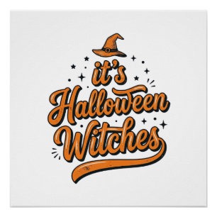 Retro Halloween Heksen Typography T-shirt Ontwerp_ Perfect Poster