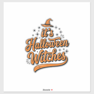 Retro Halloween Heksen Typography T-shirt Ontwerp_ Sticker