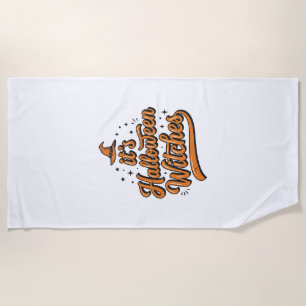 Retro Halloween Heksen Typography T-shirt Ontwerp_ Strandlaken