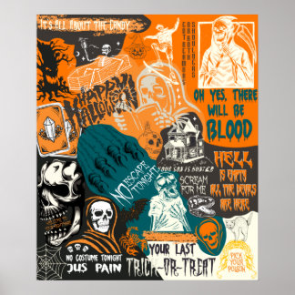  Retro Halloween Herfst 90s Klassieke collage Poster