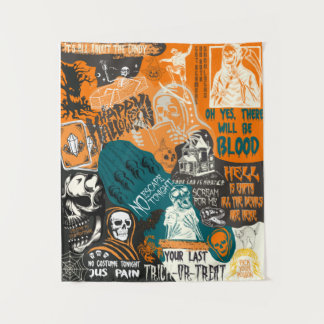  Retro Halloween Herfst 90s Klassieke collage Wandkleed