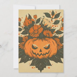 Retro/Halloween/Herfst/pompoen Feestdagenkaart