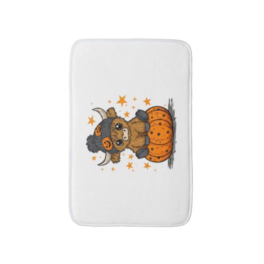 Retro Halloween Highland Koe Badmat (Voorkant Verticaal)