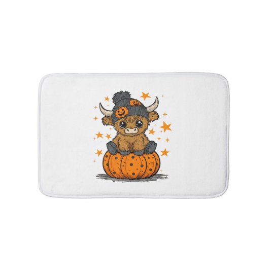 Retro Halloween Highland Koe Badmat (Voorkant)
