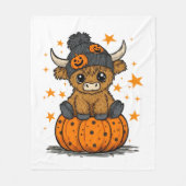 Retro Halloween Highland Koe Fleece Deken (Voorkant)
