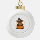Retro Halloween Highland Koe Keramische Bal Ornament (Voorkant)
