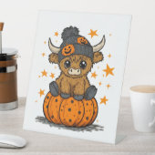 Retro Halloween Highland Koe Reclamebord Met Voetstuk (Insitu)