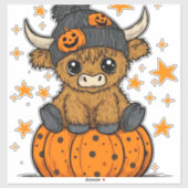 Retro Halloween Highland Koe Sticker (Vel)