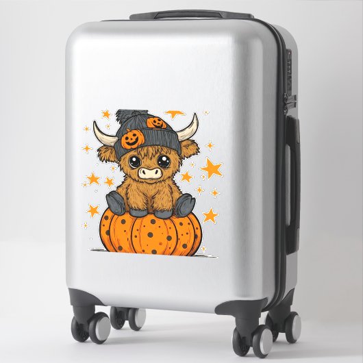 Retro Halloween Highland Koe Sticker (Koffer)
