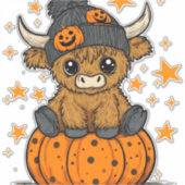 Retro Halloween Highland Koe Sticker (Voorkant)
