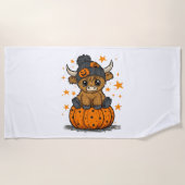 Retro Halloween Highland Koe Strandlaken (Voorkant)