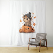 Retro Halloween Highland Koe Wandkleed (In situ)