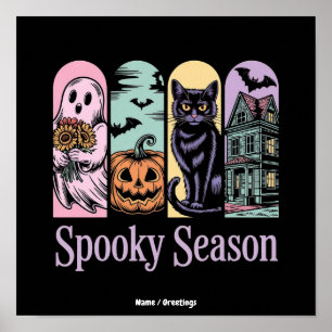 Retro Halloween Horror Griezelig Seizoen Schattig Poster