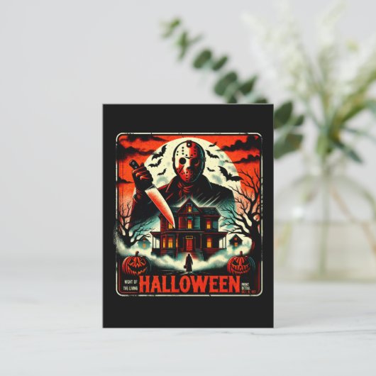 Retro Halloween Horror Night 80s Slasher Vibes Briefkaart (Staand voorkant)