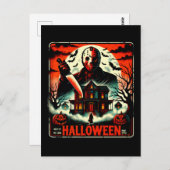 Retro Halloween Horror Night 80s Slasher Vibes Briefkaart (Voorkant / Achterkant)