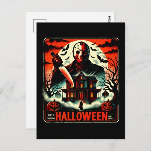 Retro Halloween Horror Night 80s Slasher Vibes Briefkaart (Voorkant / Achterkant)