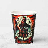 Retro Halloween Horror Night 80s Slasher Vibes Papieren Bekers (Voorkant)