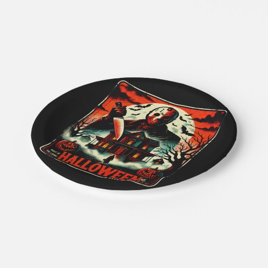 Retro Halloween Horror Night 80s Slasher Vibes Papieren Bordje (Gekanteld)