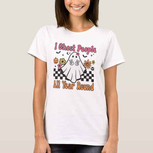 Retro Halloween Ik Ghost Mensen Het hele jaar door T-shirt (Voorkant)
