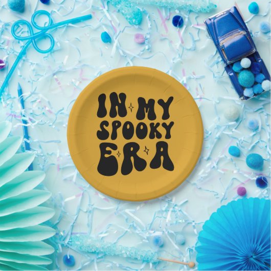 Retro Halloween In Mijn Spooky Era  Herfst Papieren Bordje (Feest)