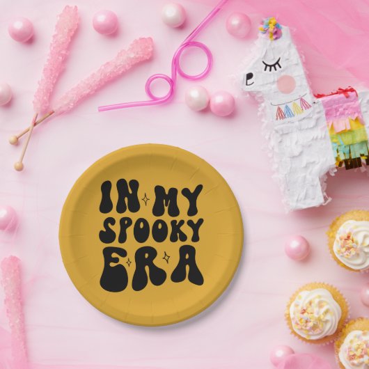 Retro Halloween In Mijn Spooky Era  Herfst Papieren Bordje (Feest)