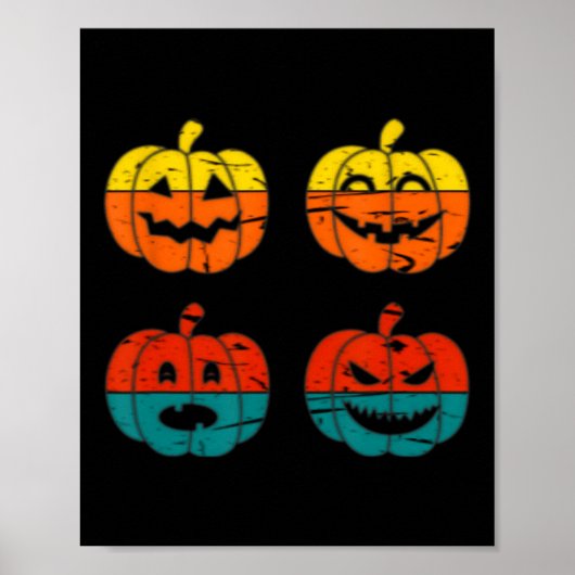 Retro Halloween Jack O Lantern Pompoen Poster (Voorkant)