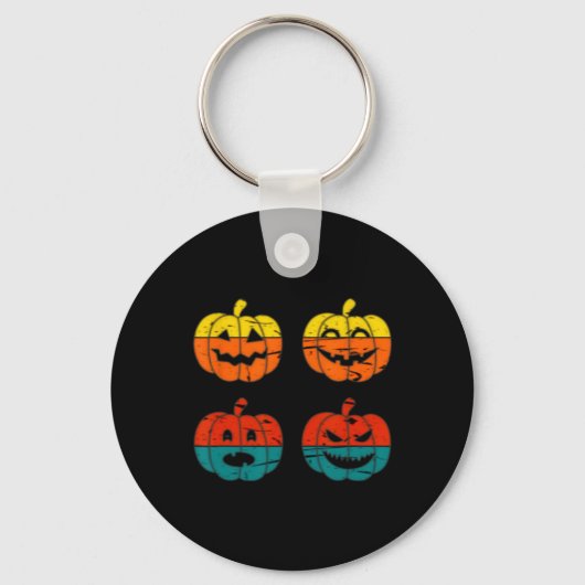 Retro Halloween Jack O Lantern Pompoen Sleutelhanger (Voorkant)