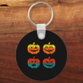 Retro Halloween Jack O Lantern Pompoen Sleutelhanger (Voorkant)
