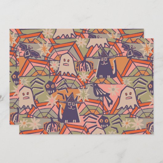 Retro Halloween Kaart (Voorkant / Achterkant)