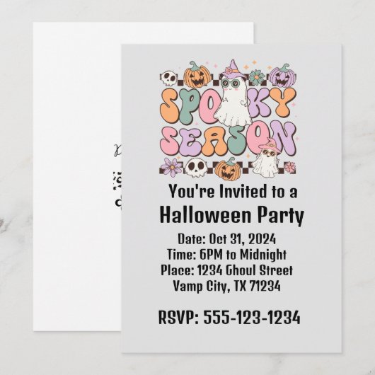 Retro Halloween Kaart (Voorkant / Achterkant)