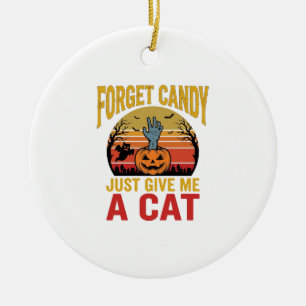 Retro Halloween Kat Liefhebber Grappige Snoep Shir Keramisch Ornament