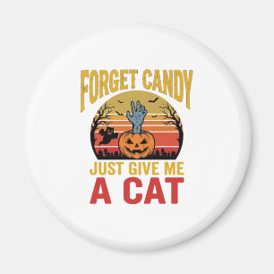 Retro Halloween Kat Liefhebber Grappige Snoep Shir Magneet