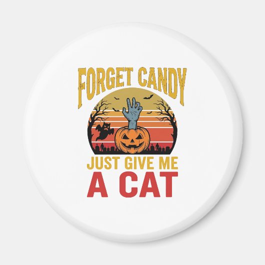 Retro Halloween Kat Liefhebber Grappige Snoep Shir Magneet (Voorkant)