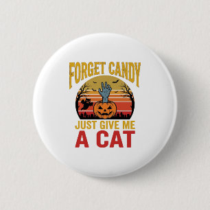 Retro Halloween Kat Liefhebber Grappige Snoep Shir Ronde Button 5,7 Cm