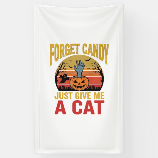 Retro Halloween Kat Liefhebber Grappige Snoep Shir Spandoek (Verticaal)