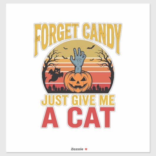 Retro Halloween Kat Liefhebber Grappige Snoep Shir Sticker (Vel)