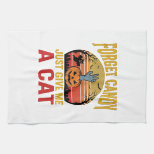 Retro Halloween Kat Liefhebber Grappige Snoep Shir Theedoek