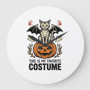Retro Halloween Kat Pompoen Kostuum Shirt Ontwerp Grote Klok