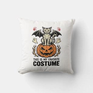 Retro Halloween Kat Pompoen Kostuum Shirt Ontwerp Kussen