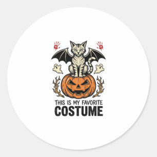 Retro Halloween Kat Pompoen Kostuum Shirt Ontwerp Ronde Sticker