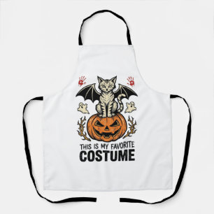 Retro Halloween Kat Pompoen Kostuum Shirt Ontwerp Schort