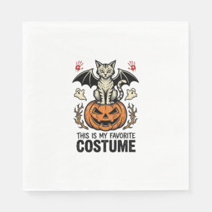 Retro Halloween Kat Pompoen Kostuum Shirt Ontwerp Servet