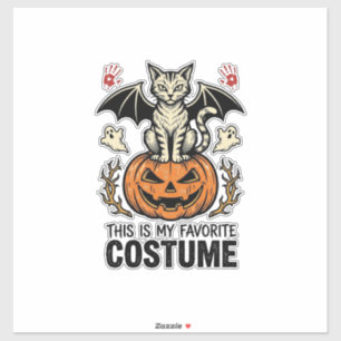 Retro Halloween Kat Pompoen Kostuum Shirt Ontwerp Sticker