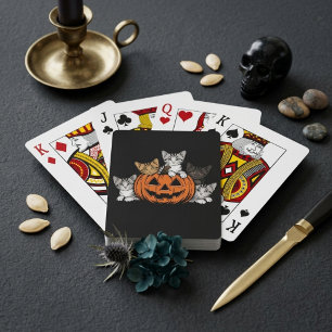 Retro Halloween Katten Jack O Lantern Nostalgie Pokerkaarten
