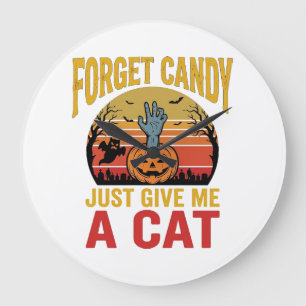 Retro Halloween kattenliefhebber grappige snoep sh Grote Klok